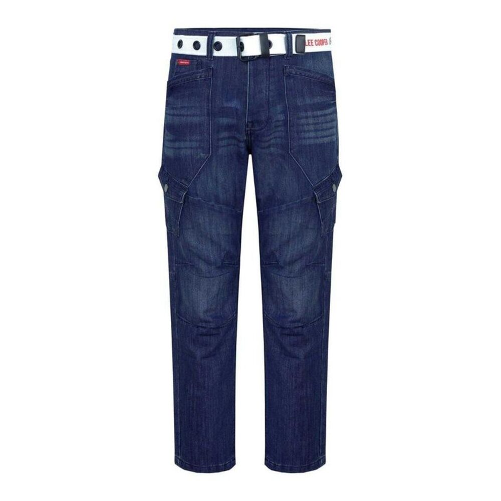 Lee Cooper Mens Belted Cargo Jeans / Dark Wash